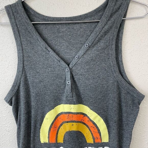 Custom Made Good Vibes Half Button Down Tank Top - Picture 2 of 3